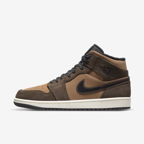 Jordan Παπουτσια Nike Air Jordan 1 Mid SE ανδρικα σκούρο σοκολάτα καφε μαυρα κοκκινα | NK023QZS