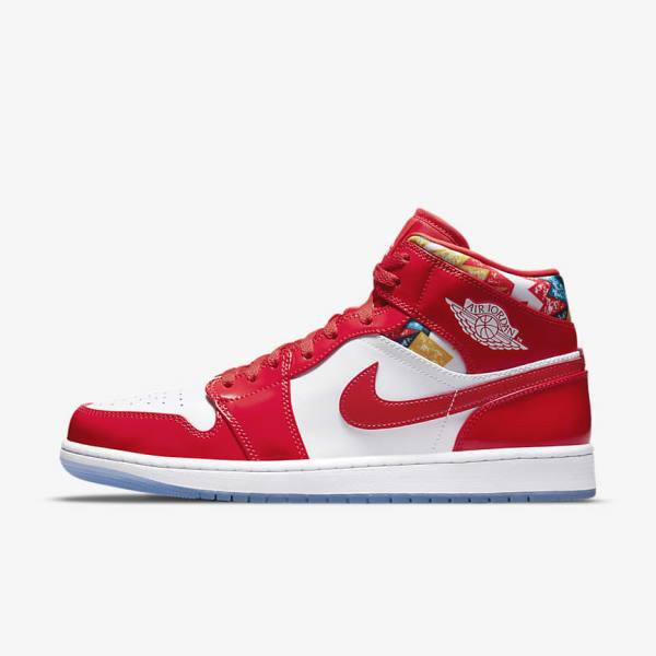 Jordan Παπουτσια Nike Air Jordan 1 Mid SE ανδρικα κοκκινα σκουρο μπλε ασπρα | NK254HUB