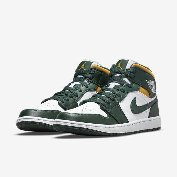 Jordan Παπουτσια Nike Air Jordan 1 Mid ανδρικα πρασινο ασπρα | NK205FEL