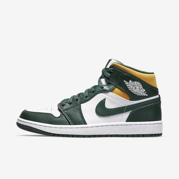 Jordan Παπουτσια Nike Air Jordan 1 Mid ανδρικα πρασινο ασπρα | NK205FEL