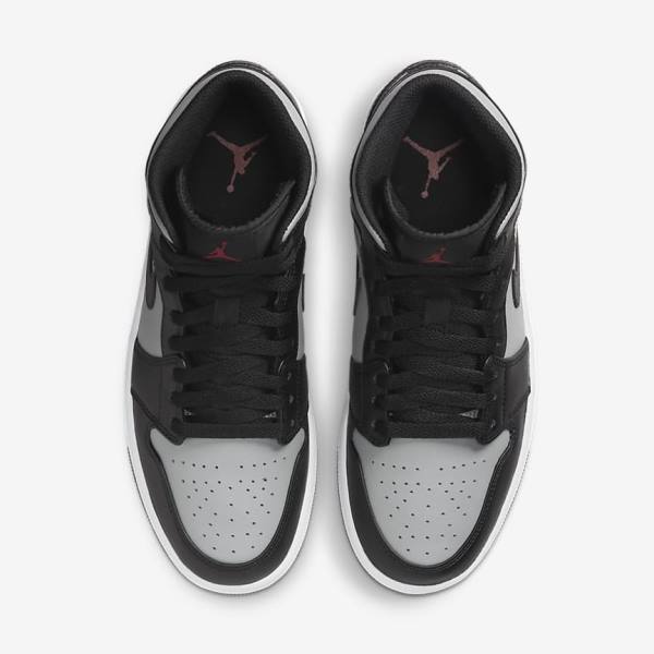 Jordan Παπουτσια Nike Air Jordan 1 Mid ανδρικα μαυρα γκρι ασπρα κοκκινα | NK642ZXH