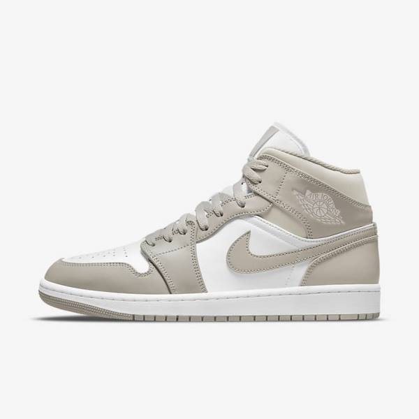 Jordan Παπουτσια Nike Air Jordan 1 Mid ανδρικα γκρι ασπρα ανοιχτο Μπεζ | NK651CUE