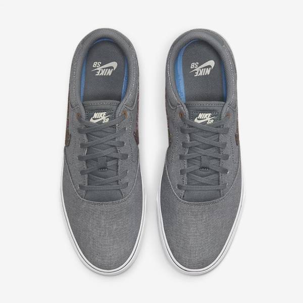 Skate Παπούτσια Nike SB Chron 2 καμβα Premium ανδρικα γκρι ασπρα | NK127WMF