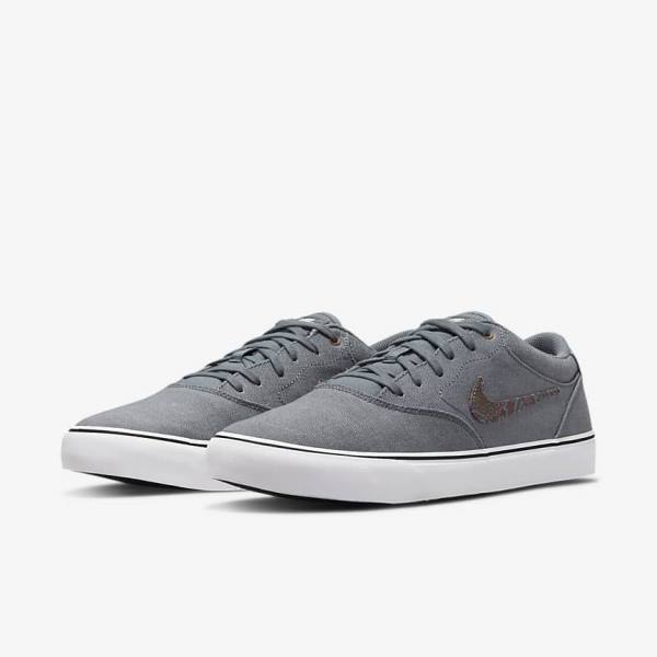 Skate Παπούτσια Nike SB Chron 2 καμβα Premium ανδρικα γκρι ασπρα | NK127WMF