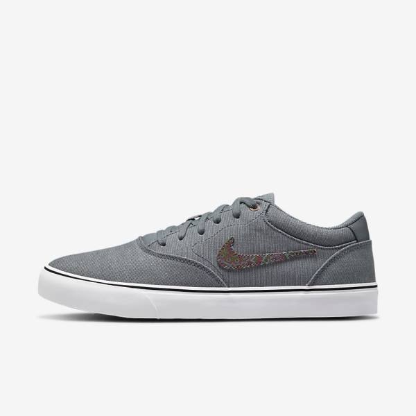 Skate Παπούτσια Nike SB Chron 2 καμβα Premium ανδρικα γκρι ασπρα | NK127WMF