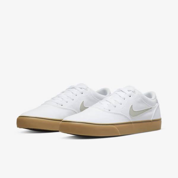 Skate Παπούτσια Nike SB Chron 2 καμβα ανδρικα ασπρα ανοιχτο καφε ανοιχτο Μπεζ | NK487JCT