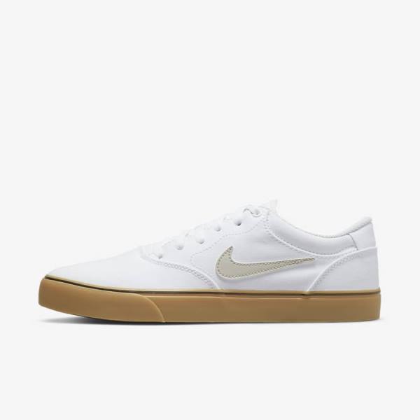 Skate Παπούτσια Nike SB Chron 2 καμβα ανδρικα ασπρα ανοιχτο καφε ανοιχτο Μπεζ | NK487JCT