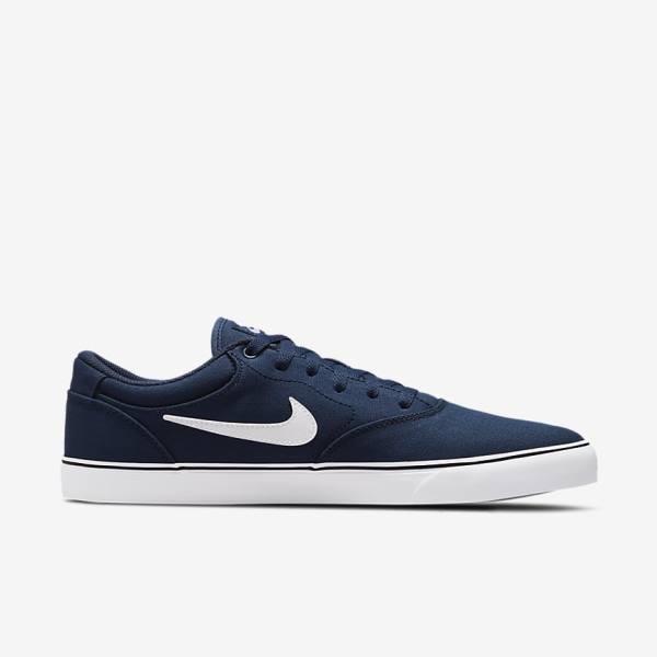 Skate Παπούτσια Nike SB Chron 2 καμβα ανδρικα σκουρο μπλε σκουρο μπλε μαυρα ασπρα | NK875ARZ