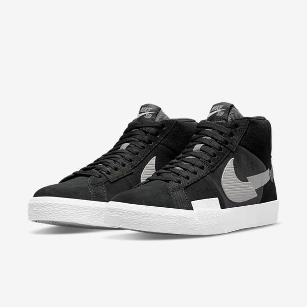 Skate Παπούτσια Nike SB Zoom Blazer Mid Premium γυναικεια μαυρα γκρι ασπρα | NK017DOS