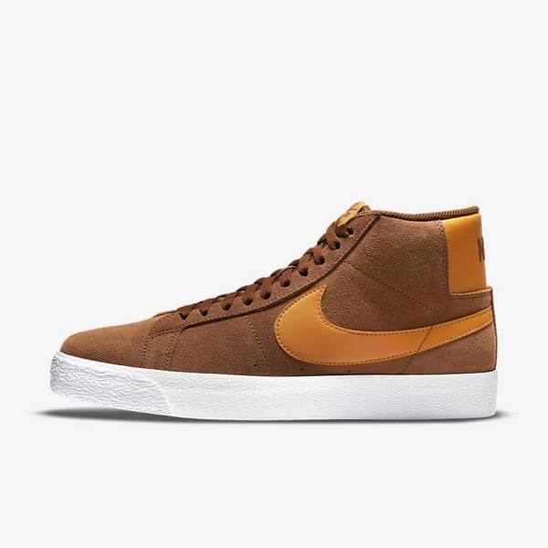 Skate Παπούτσια Nike SB Zoom Blazer Mid γυναικεια ασπρα κίτρινα | NK063NCP