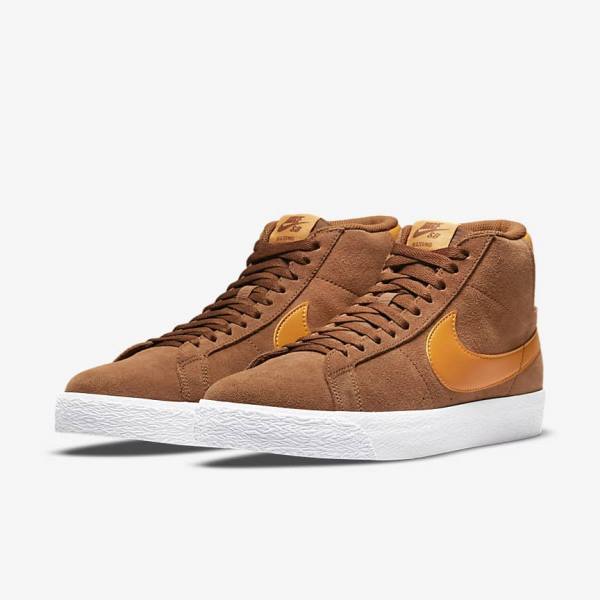 Skate Παπούτσια Nike SB Zoom Blazer Mid ανδρικα ασπρα κίτρινα | NK358KVN