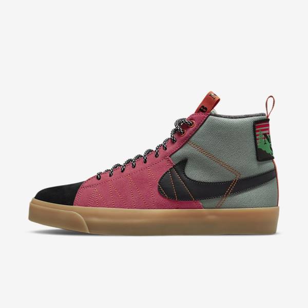 Skate Παπούτσια Nike SB Zoom Blazer Mid Premium γυναικεια ασπρα καφε μαυρα | NK691VIG