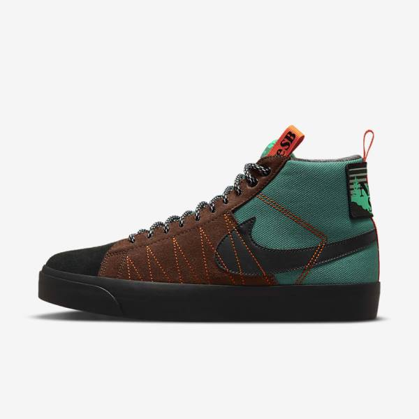 Skate Παπούτσια Nike SB Zoom Blazer Mid Premium γυναικεια πρασινο ασπρα πορτοκαλι μαυρα | NK937JAE