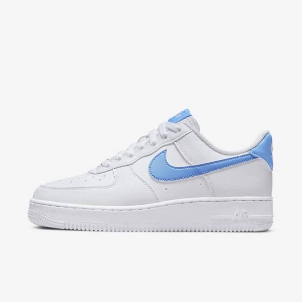 Αθλητικά Παπούτσια Nike Air Force 1 07 Next Nature γυναικεια ασπρα μεταλλικός ασημι μπλε | NK703RKC