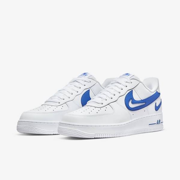 Αθλητικά Παπούτσια Nike Air Force 1 07 ανδρικα ασπρα μπλε ρουά | NK317DQP