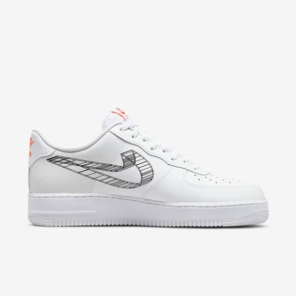 Αθλητικά Παπούτσια Nike Air Force 1 07 ανδρικα ασπρα πορτοκαλι Πλατίνα μαυρα | NK493IMW