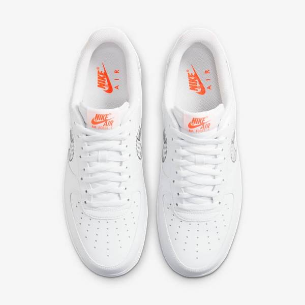 Αθλητικά Παπούτσια Nike Air Force 1 07 ανδρικα ασπρα πορτοκαλι Πλατίνα μαυρα | NK493IMW