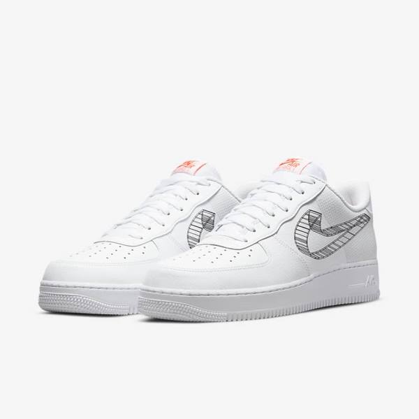 Αθλητικά Παπούτσια Nike Air Force 1 07 ανδρικα ασπρα πορτοκαλι Πλατίνα μαυρα | NK493IMW