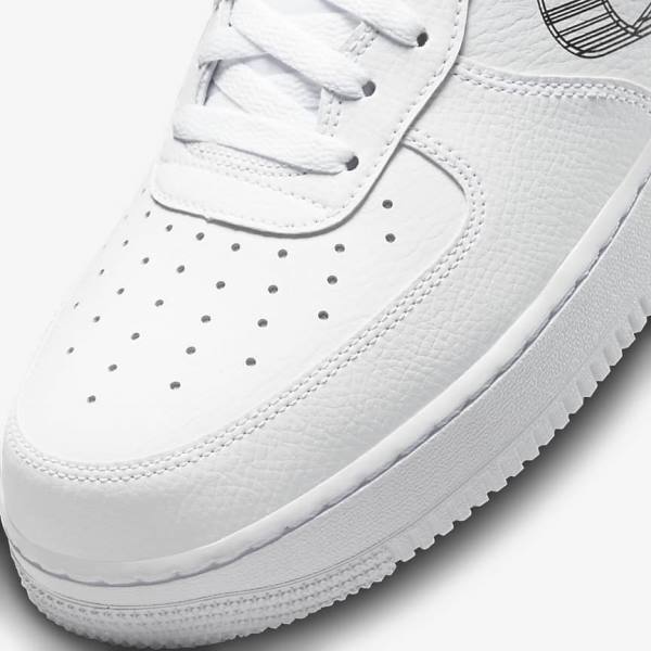 Αθλητικά Παπούτσια Nike Air Force 1 07 ανδρικα ασπρα πορτοκαλι Πλατίνα μαυρα | NK493IMW