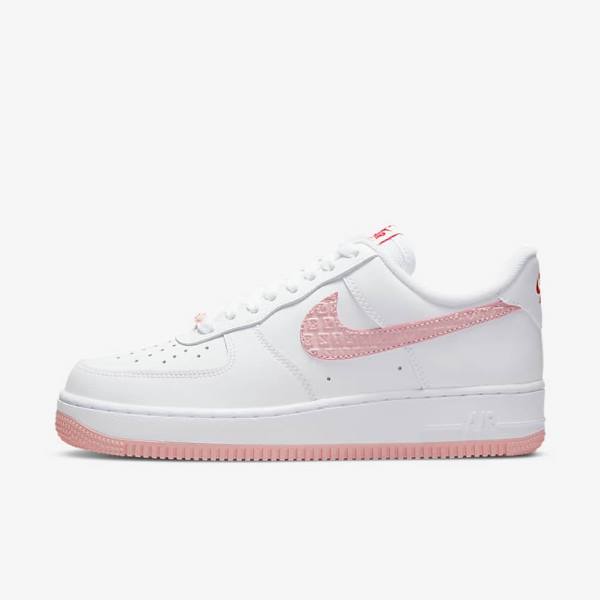 Αθλητικά Παπούτσια Nike Air Force 1 07 γυναικεια ασπρα κοκκινα | NK328NPR