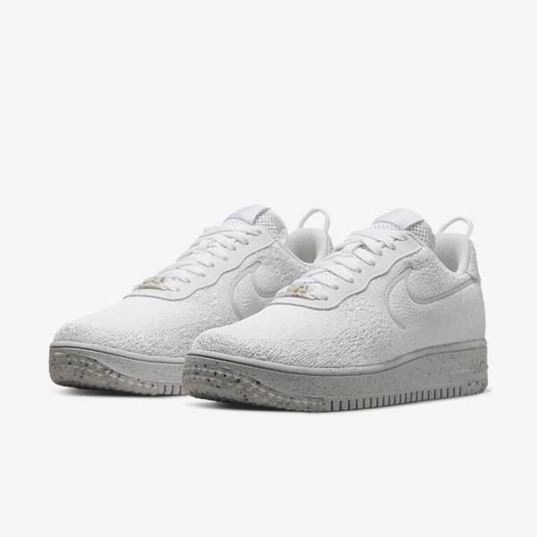 Αθλητικά Παπούτσια Nike Air Force 1 Crater Flyknit Next Nature ανδρικα ασπρα Πλατίνα ασπρα | NK912UMC