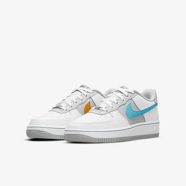 Αθλητικά Παπούτσια Nike Air Force 1 EMB Older παιδικα ασπρα γκρι τυρκουάζ μπλε | NK935GDL