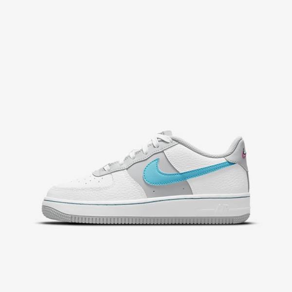 Αθλητικά Παπούτσια Nike Air Force 1 EMB Older παιδικα ασπρα γκρι τυρκουάζ μπλε | NK935GDL