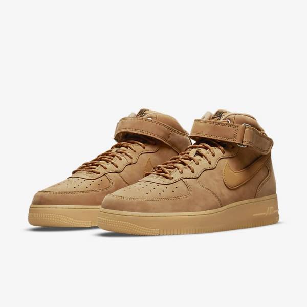 Αθλητικά Παπούτσια Nike Air Force 1 Mid 07 ανδρικα ανοιχτο καφε μαυρα | NK730KTL