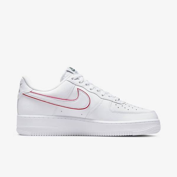 Αθλητικά Παπούτσια Nike Air Force 1 ανδρικα ασπρα πρασινο μεταλλικός ασημι κοκκινα | NK376GBY