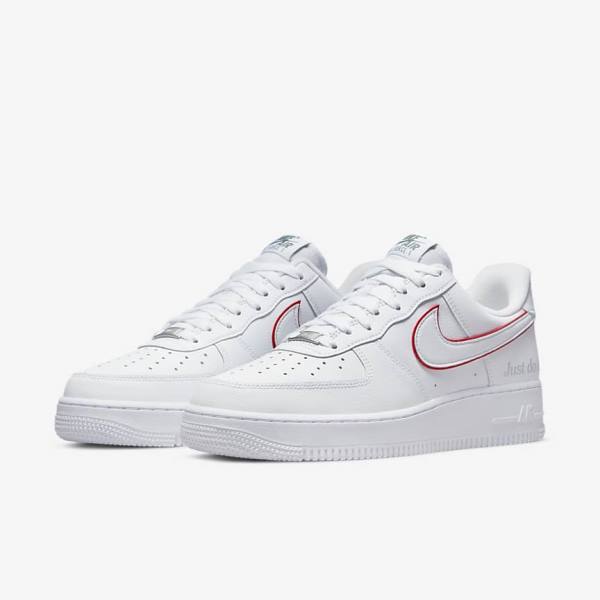 Αθλητικά Παπούτσια Nike Air Force 1 ανδρικα ασπρα πρασινο μεταλλικός ασημι κοκκινα | NK376GBY