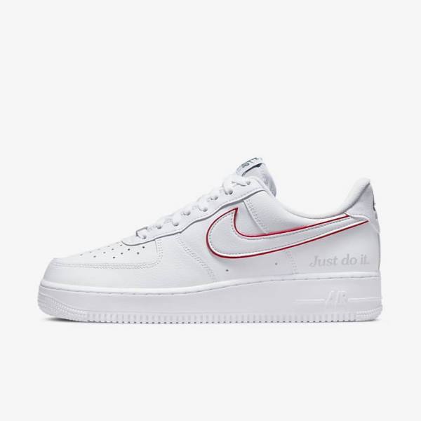 Αθλητικά Παπούτσια Nike Air Force 1 ανδρικα ασπρα πρασινο μεταλλικός ασημι κοκκινα | NK376GBY