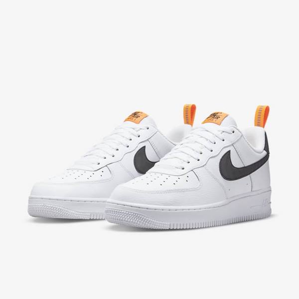 Αθλητικά Παπούτσια Nike Air Force 1 ανδρικα ασπρα πορτοκαλι ασημι μαυρα | NK472AVM