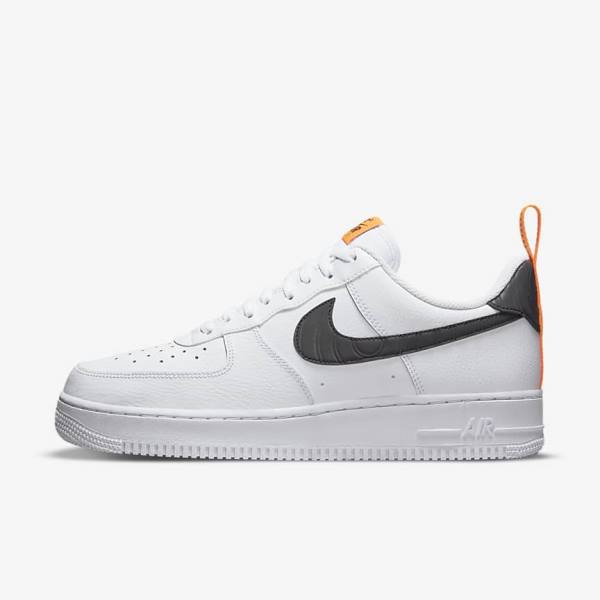 Αθλητικά Παπούτσια Nike Air Force 1 ανδρικα ασπρα πορτοκαλι ασημι μαυρα | NK472AVM