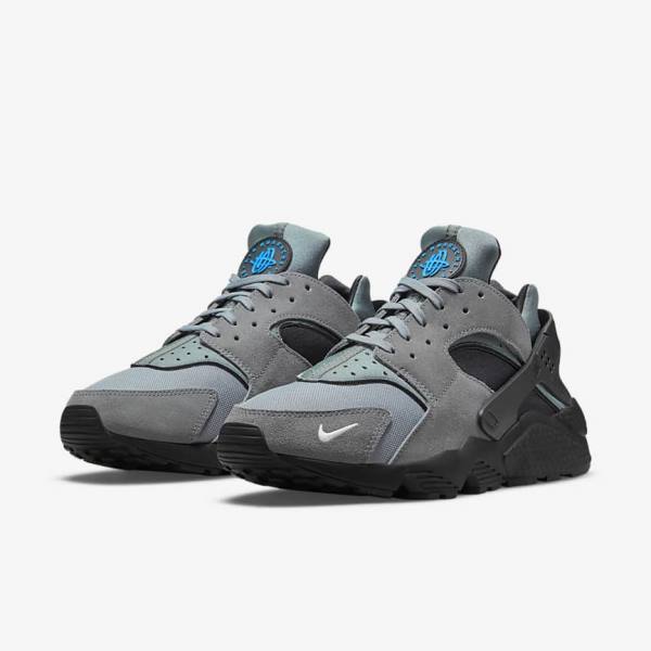 Αθλητικά Παπούτσια Nike Air Huarache ανδρικα γκρι ανοιχτο μπλε μαυρα μεταλλικός ασημι | NK194UVR