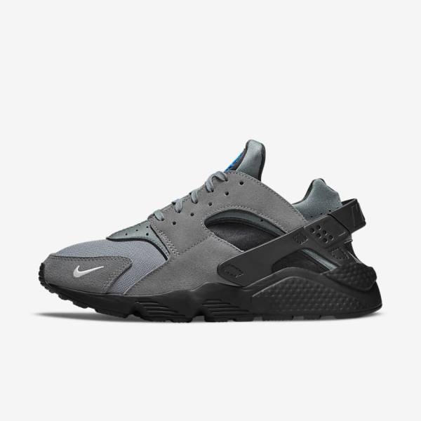 Αθλητικά Παπούτσια Nike Air Huarache ανδρικα γκρι ανοιχτο μπλε μαυρα μεταλλικός ασημι | NK194UVR