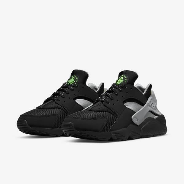 Αθλητικά Παπούτσια Nike Air Huarache ανδρικα μαυρα μεταλλικός ασημι ασημι πρασινο | NK297CQY