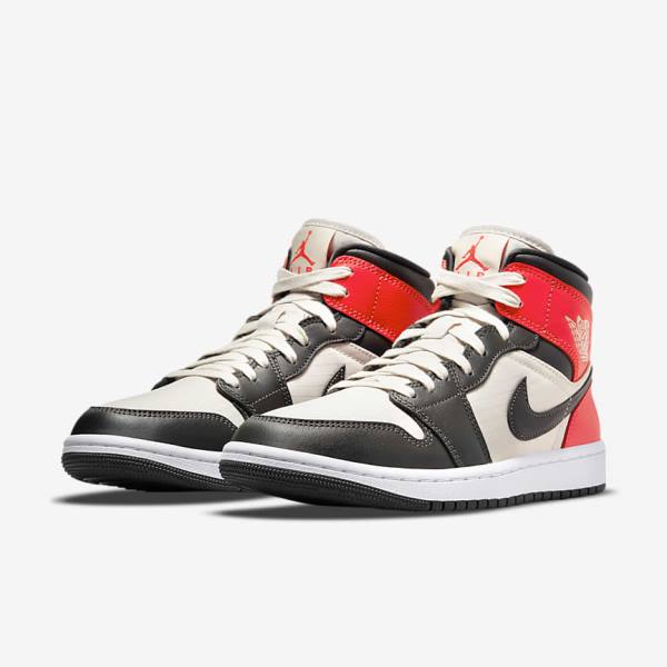 Αθλητικά Παπούτσια Nike Air Jordan 1 Mid SE γυναικεια ανοιχτο καφε ανοιχτο κοκκινα ασπρα | NK169WIN