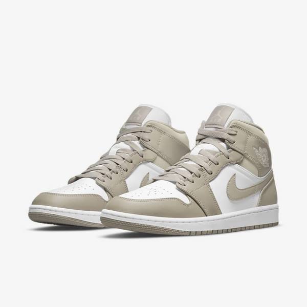 Αθλητικά Παπούτσια Nike Air Jordan 1 Mid ανδρικα γκρι ασπρα ανοιχτο Μπεζ | NK928FLI