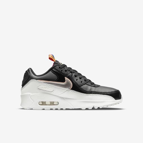 Αθλητικά Παπούτσια Nike Air Max 90 LTR SE Older παιδικα μαυρα ασπρα μεταλλικός μπλε γκρι | NK591DCM