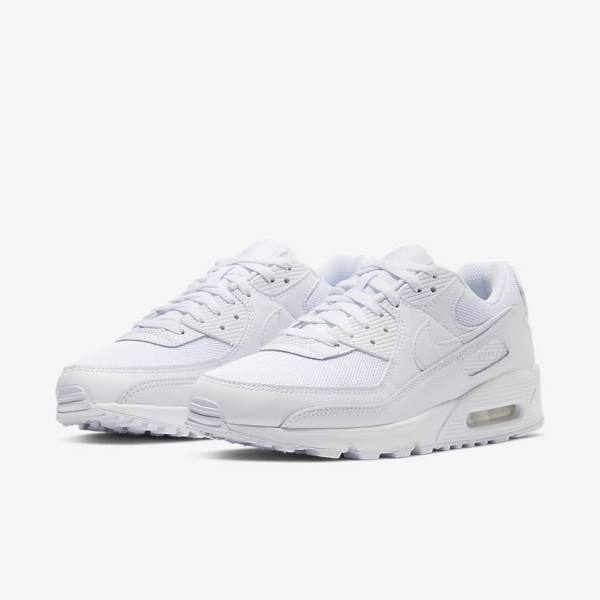 Αθλητικά Παπούτσια Nike Air Max 90 ανδρικα ασπρα γκρι ασπρα | NK068EFP