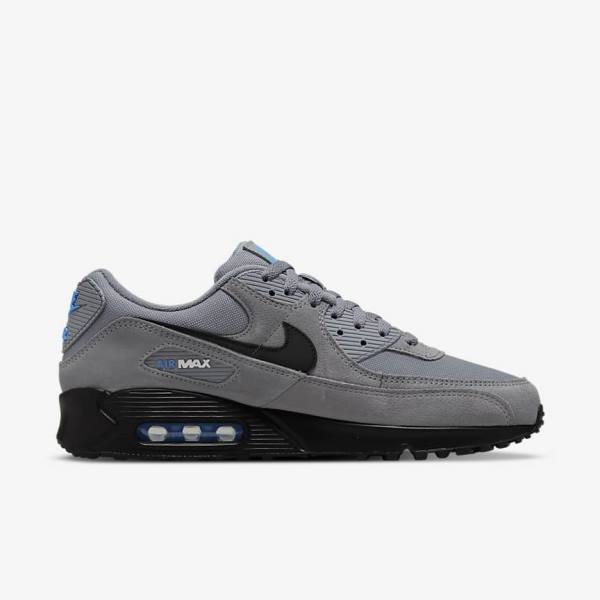 Αθλητικά Παπούτσια Nike Air Max 90 ανδρικα γκρι ανοιχτο μπλε μεταλλικός ασημι μαυρα | NK195QEK