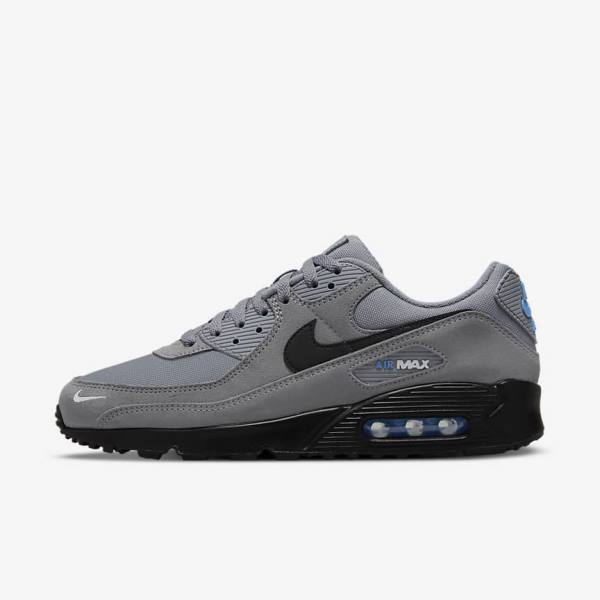 Αθλητικά Παπούτσια Nike Air Max 90 ανδρικα γκρι ανοιχτο μπλε μεταλλικός ασημι μαυρα | NK195QEK