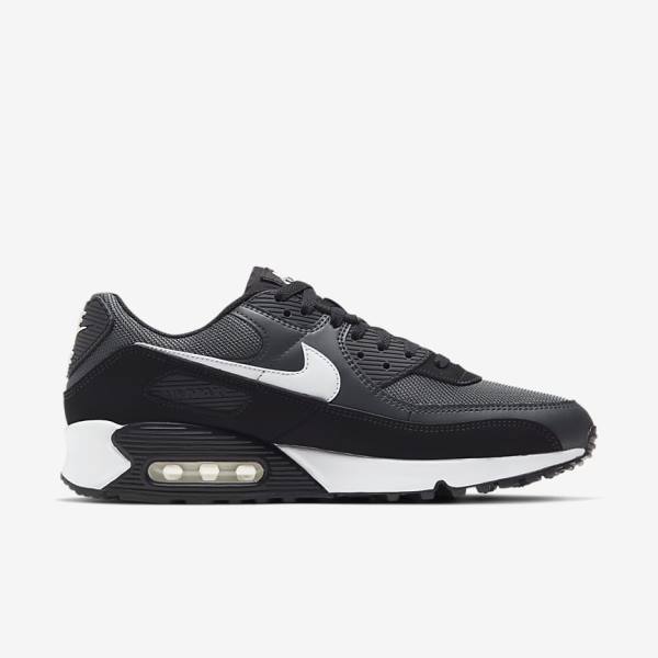 Αθλητικά Παπούτσια Nike Air Max 90 ανδρικα γκρι σκούρο γκρι μαυρα ασπρα | NK463VEW