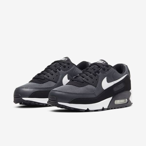 Αθλητικά Παπούτσια Nike Air Max 90 ανδρικα γκρι σκούρο γκρι μαυρα ασπρα | NK463VEW