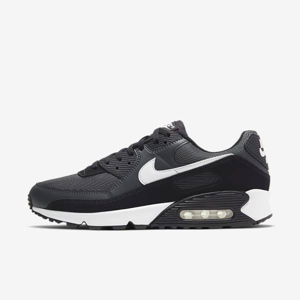 Αθλητικά Παπούτσια Nike Air Max 90 ανδρικα γκρι σκούρο γκρι μαυρα ασπρα | NK463VEW