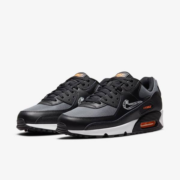 Αθλητικά Παπούτσια Nike Air Max 90 ανδρικα μαυρα πορτοκαλι γκρι ασπρα | NK471SPX