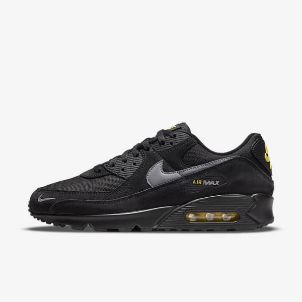 Αθλητικά Παπούτσια Nike Air Max 90 ανδρικα μαυρα κίτρινα μεταλλικός γκρι | NK582RAS