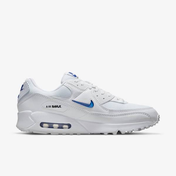 Αθλητικά Παπούτσια Nike Air Max 90 ανδρικα ασπρα μαυρα μπλε ρουά | NK851GMN