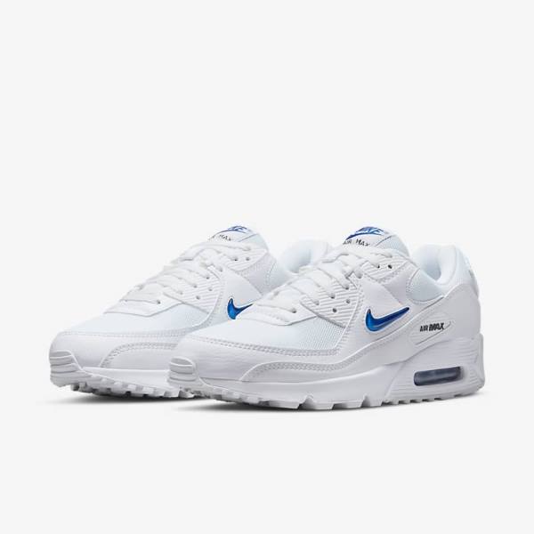 Αθλητικά Παπούτσια Nike Air Max 90 ανδρικα ασπρα μαυρα μπλε ρουά | NK851GMN