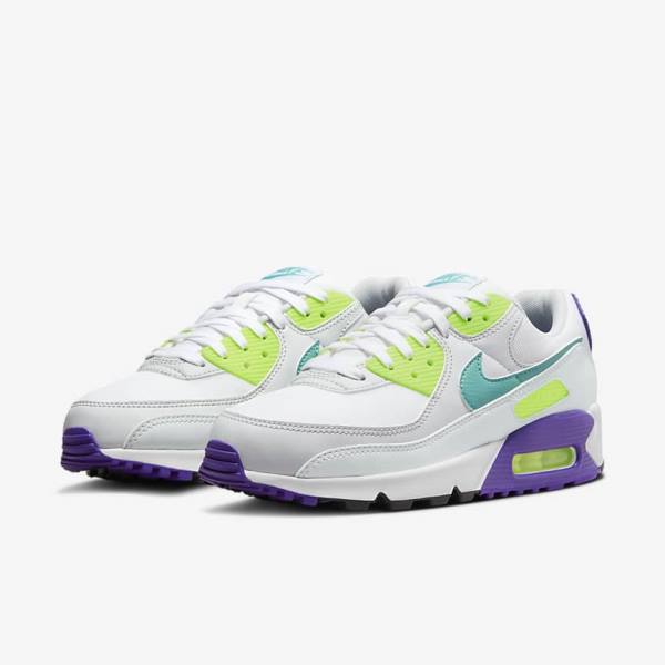 Αθλητικά Παπούτσια Nike Air Max 90 γυναικεια ασπρα Πλατίνα τυρκουάζ | NK591CNL